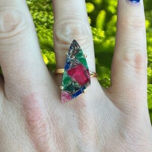 Mixed Jade Gold Ring